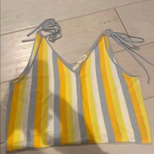 tie crop top striped size small